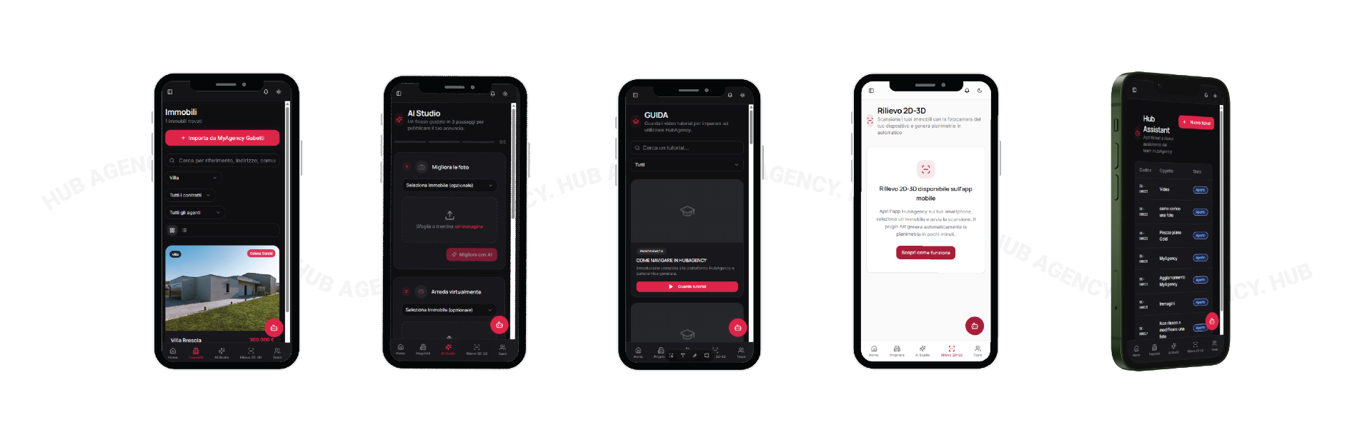 HUB Agency app screens